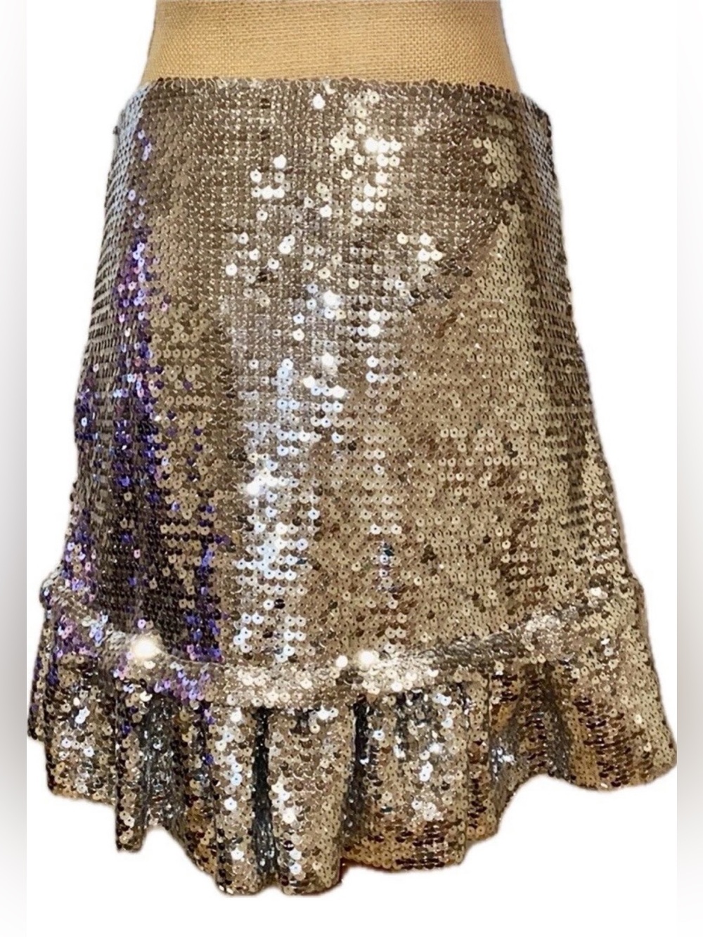 PACO RABANNE fabulous sequence silver mini skirt, size S